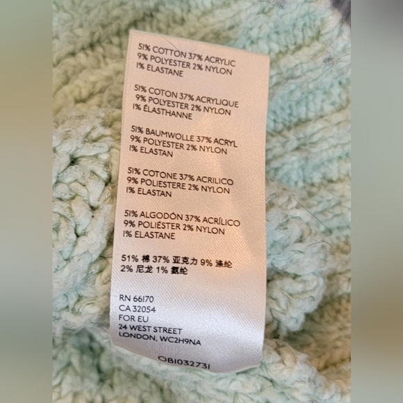 Free People Merry Go Round Cable Knit Sweater Women's XS Mint Oversized Cropped - Picture 12 of 13